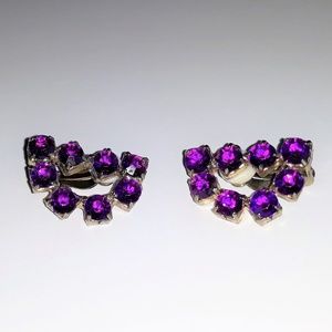 Fuchsia Crystal Half-Moon Clip Earrings